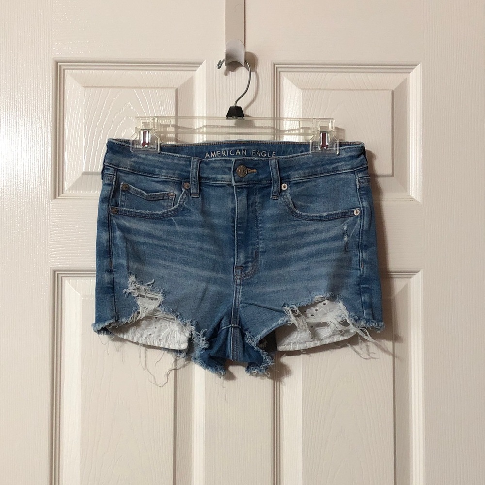 American Eagle Size 8 Next Level Stretch High Rise Shortie Jean Shorts